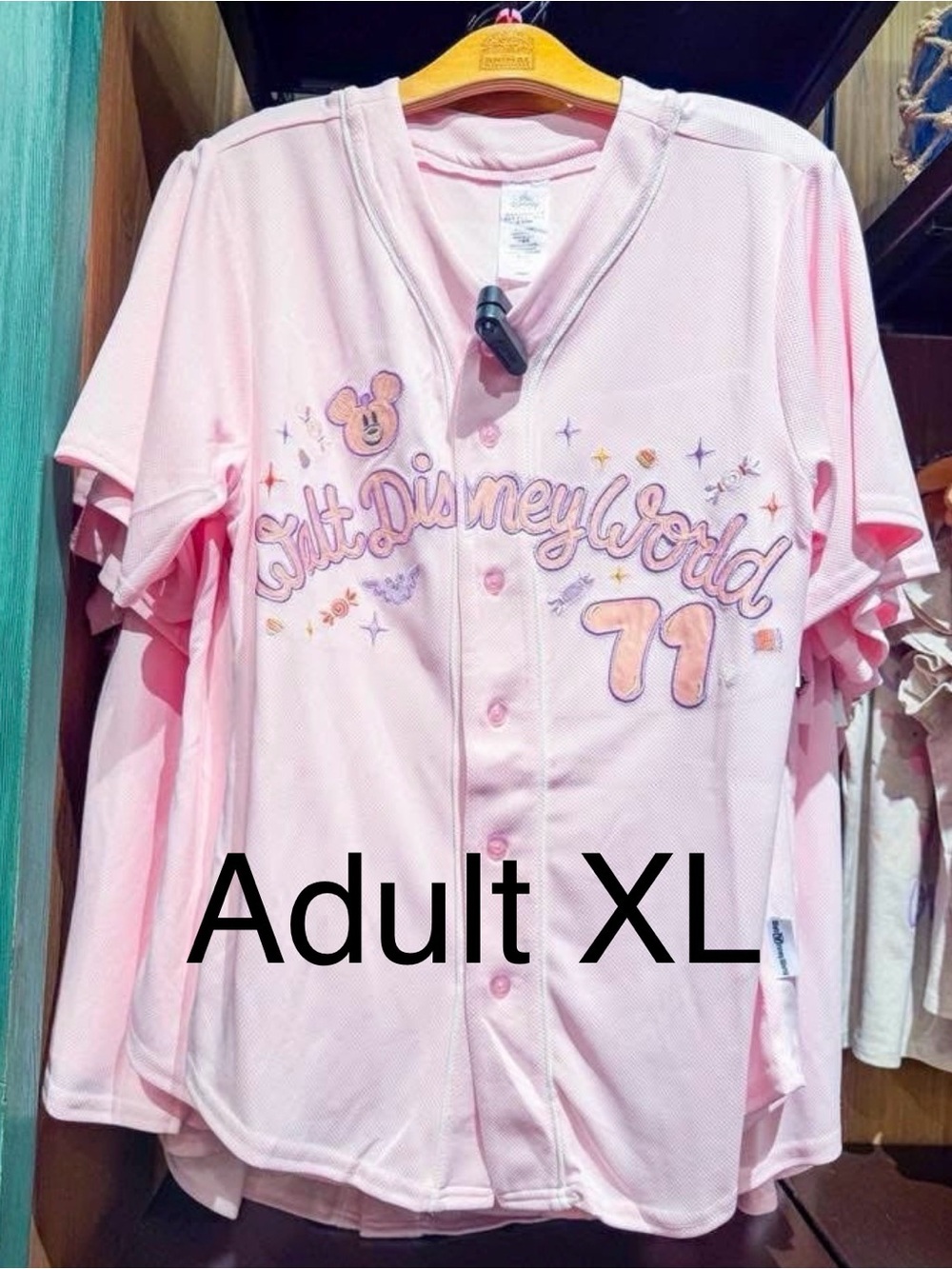 Disney Parks Halloween Ghost Baseball Jersey Pink Adult Extra Large WDW 71 NWT